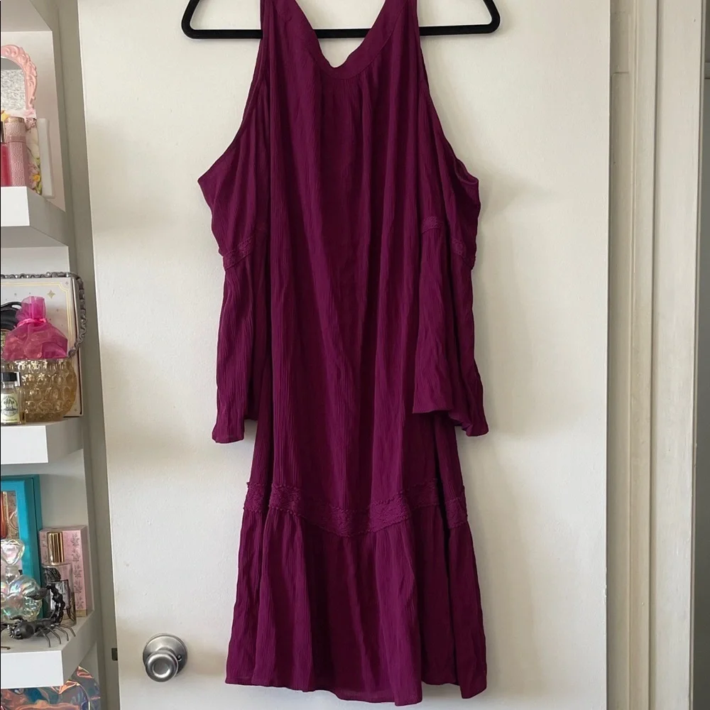 Terra & Sky|Boho Cold Shoulder Tiered Crochet 3/4 Sleeve Dress|1X|EUC - Picture 11 of 11